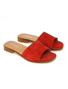 Cinzia Soft Ciabattina Tacco Basso Monofascia Camoscio Rosso