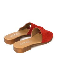 Cinzia Soft Ciabattina Tacco Basso Monofascia Camoscio Rosso