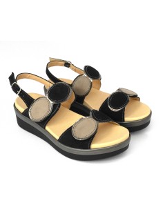 Cinzia Soft Sandalo Zeppa Comfort Doppio Velcro Nero