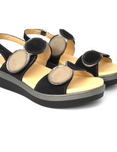 Cinzia Soft Sandalo Zeppa Comfort Doppio Velcro Nero