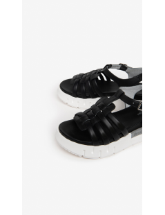 NeroGiardini sandali sport platform gabbietta pelle nero