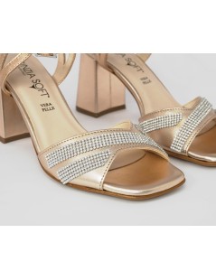 Cinzia Soft Sandalo Tacco Alto Braccialetto Strass Cipria