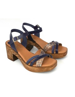 Cinzia Soft Sandalo Cuoietto Tacco Plateau Fascette Blu