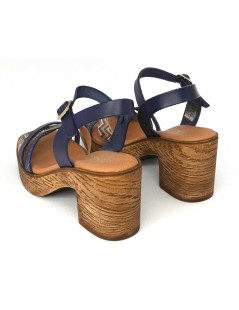 Cinzia Soft Sandalo Cuoietto Tacco Plateau Fascette Blu