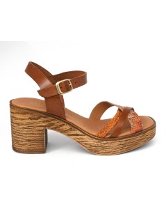 Cinzia Soft Sandalo Cuoietto Tacco Plateau Fascette Cuoio