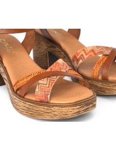 Cinzia Soft Sandalo Cuoietto Tacco Plateau Fascette Cuoio