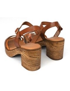 Cinzia Soft Sandalo Cuoietto Tacco Plateau Fascette Cuoio