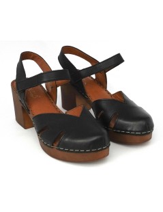 Cinzia Soft Sandalo Olandese Zeppatacco Pelle Nero