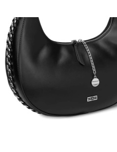 Cult Borsa Spalla Tracolla Catena Bicolore Zip Ciondolo Nero