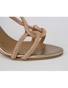 Chantal Sandalo Elegante Fascette Intreccio Strass Rame