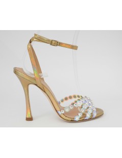 Chantal Sandalo Alto Braccialetto Vinile Specchio Laminato Platino