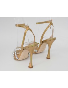 Chantal Sandalo Alto Braccialetto Vinile Specchio Laminato Platino