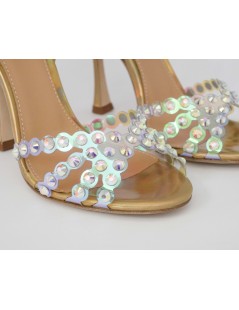 Chantal Sandalo Alto Braccialetto Vinile Specchio Laminato Platino