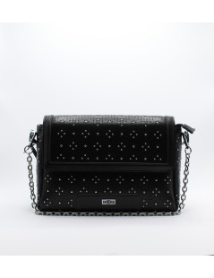 Cult Bags Trafori Borchie Spalla con Catena e Tracolla Nero
