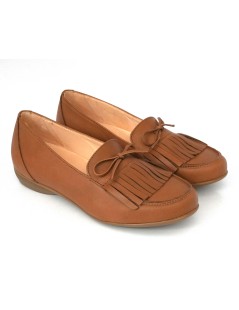Carim Mocassino Slipon Vaschetta Frangia Nappa Cognac