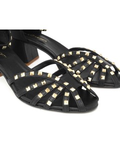 Carla De' Medici Sandali Gabbietta Borchie Tacco Medio Nero