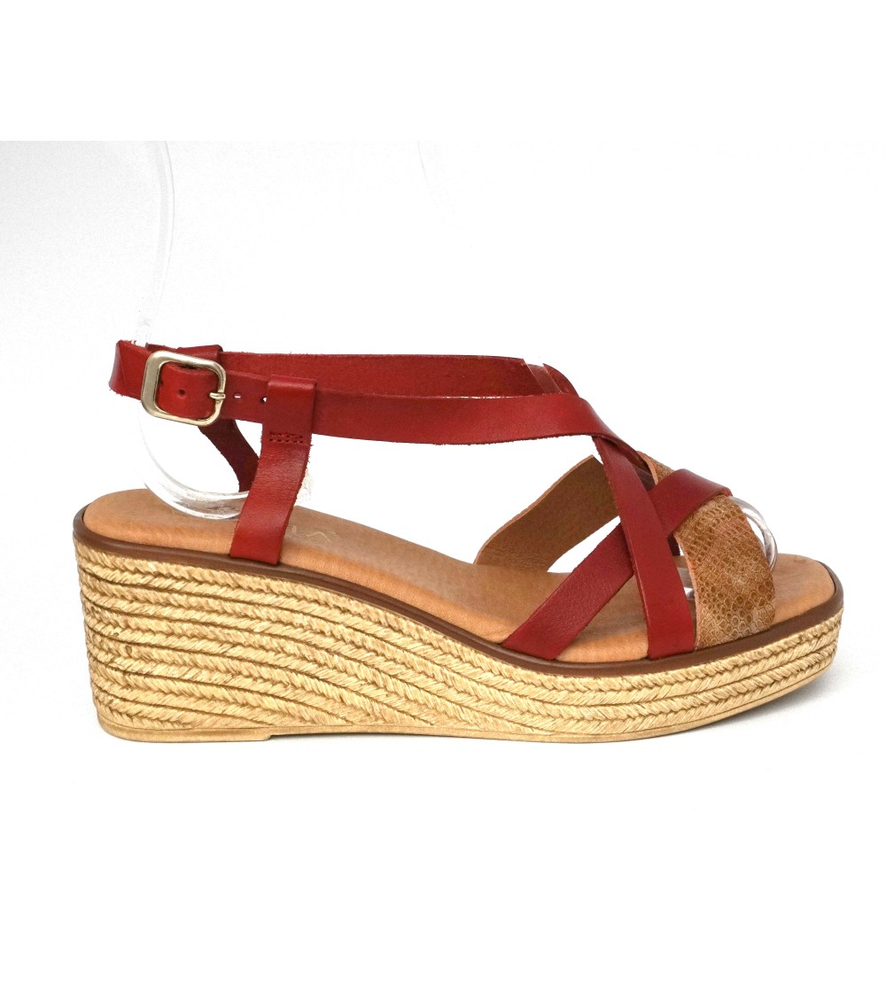 Cinzia Soft Sandalo Zeppa Cuoietto con Cinturino Rosso