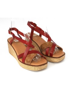 Cinzia Soft Sandalo Zeppa Cuoietto con Cinturino Rosso