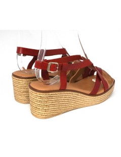 Cinzia Soft Sandalo Zeppa Cuoietto con Cinturino Rosso