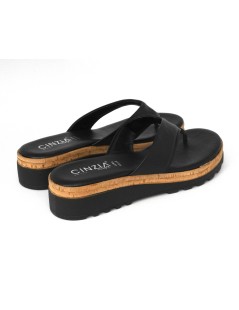 Cinzia Soft Ciabatta Infradito Zeppa Media Nappa Nero