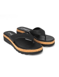 Cinzia Soft Ciabatta Infradito Zeppa Media Pelle Nero