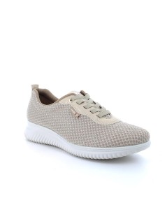 Enval Soft Sneakers Tessuto Dettagli Laminati Lacci Elastici Beige