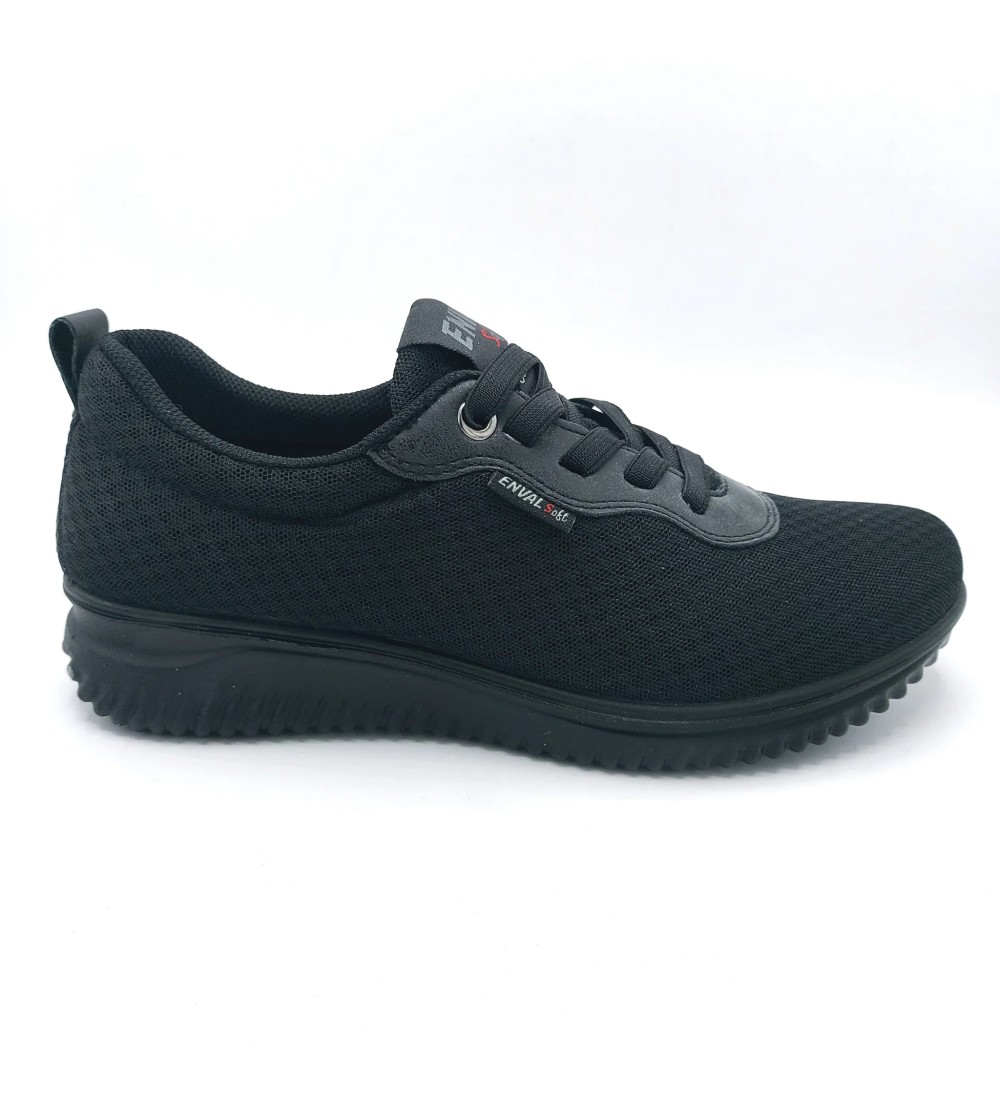 Enval Soft Sneakers Tessuto Lacci Elastici Nero