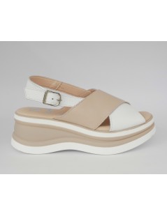 Callaghan Sandalo Zeppa Doppio Volume Incrocio Bianco Rosa