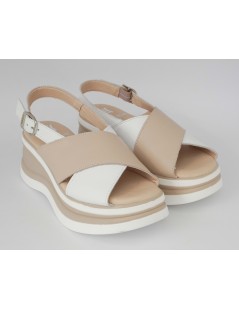Callaghan Sandalo Zeppa Doppio Volume Incrocio Bianco Rosa