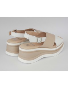 Callaghan Sandalo Zeppa Doppio Volume Incrocio Bianco Rosa