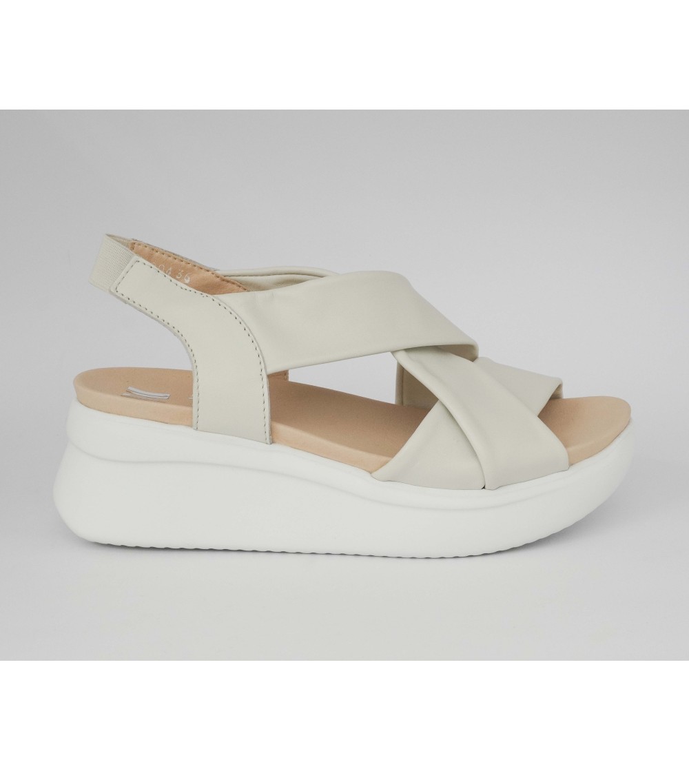 Callaghan Zeppa Fasce Incrociate Larghe Nappa Avorio