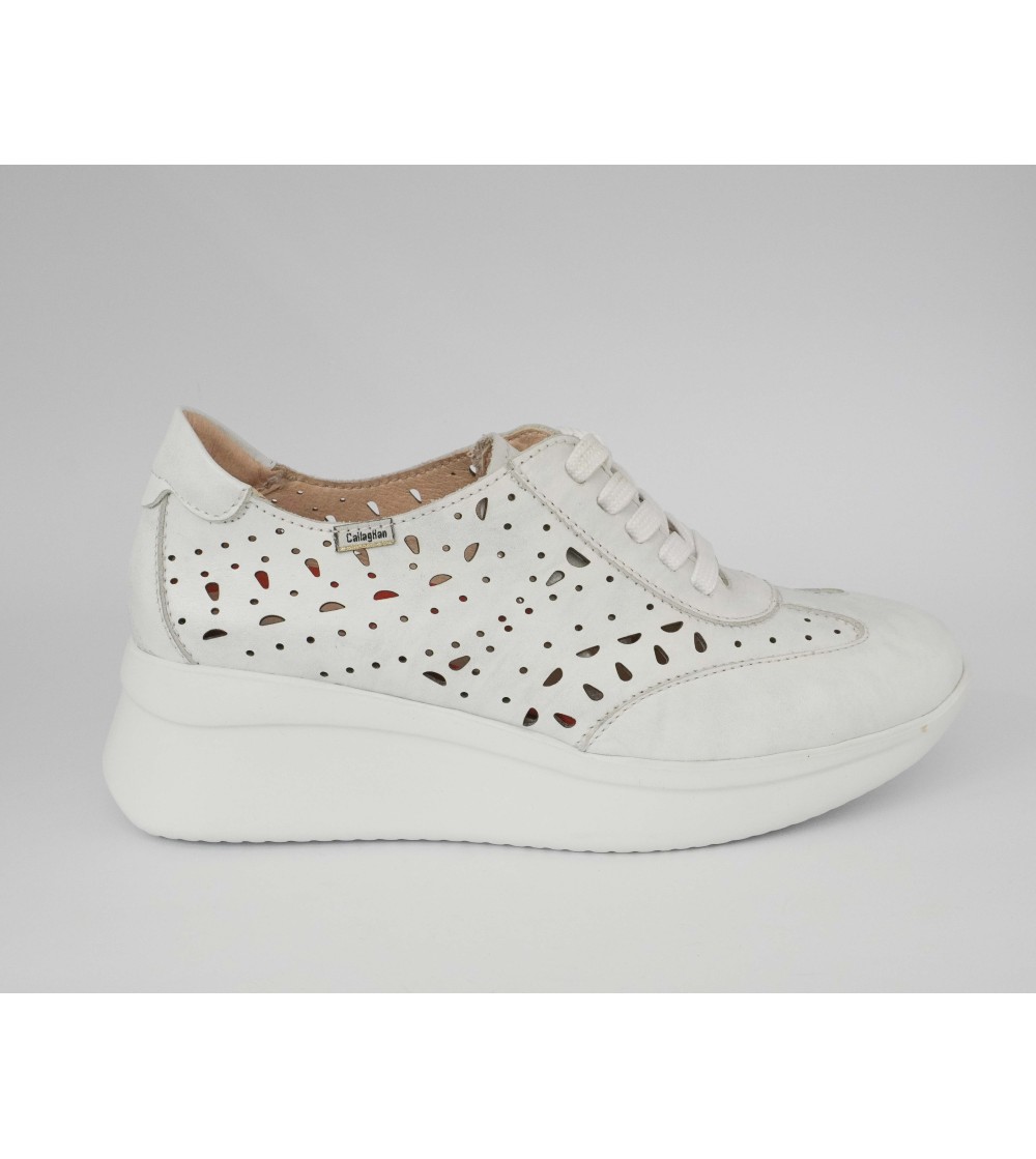 Callaghan Sneakers Zeppa Media Pelle Traforata Bianco