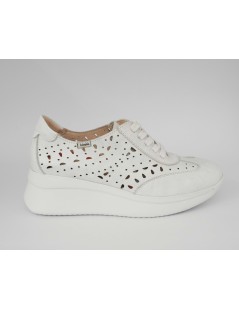 Callaghan Sneakers Zeppa Media Pelle Traforata Bianco
