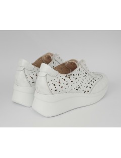 Callaghan Sneakers Zeppa Media Pelle Traforata Bianco