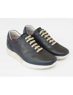Callaghan Sneakers Uomo Alte Laccio Elastico Pelle Laserata Blu