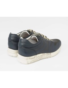 Callaghan Sneakers Uomo Alte Laccio Elastico Pelle Laserata Blu