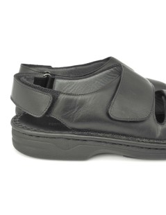 Baldassarri F Sandalo Uomo 3 Velcro Cucita Fondo Alto Nero