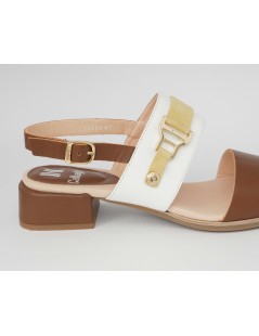 Callaghan LUNA Sandalo Tacco Medio 2 Fasce Bianco Cuoio