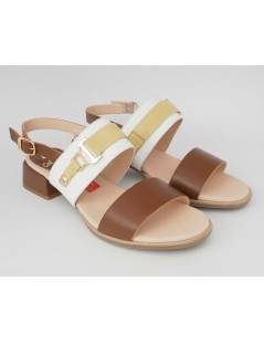 Callaghan LUNA Sandalo Tacco Medio 2 Fasce Bianco Cuoio