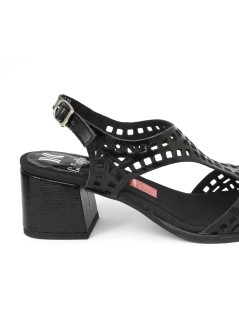 Callaghan KIBOW Sandalo Tacco Medio Laserato Naplak Nero