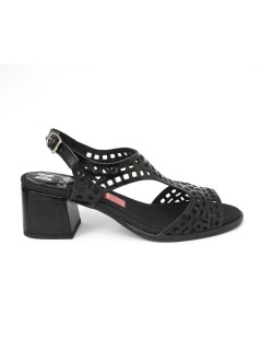 Callaghan KIBOW Sandalo Tacco Medio Laserato Naplak Nero