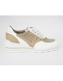 F.lli Tomasi Sneakers Comfort Plantare Pelle Bianco Cuoio Oro