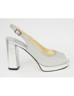 Cinzia Soft Sandalo Cerimonia Alto Plateau Glitter Argento