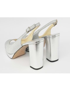 Cinzia Soft Sandalo Cerimonia Alto Plateau Glitter Argento