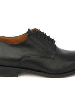Boomerang Stringate Uomo Derby Liscio Fondo Cuoio Pelle Nero