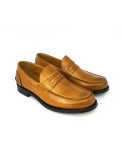 Brecos Mocassino College Artigianale Cucito Vitello Giallo