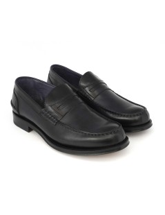 Brecos Mocassino College Artigianale Cucito Vitello Blu