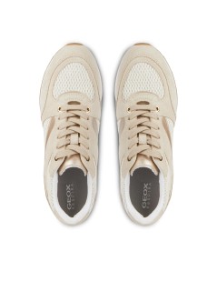 Geox Sneakers Zosma Zeppa Alta Camoscio Tessuto Beige Taupe