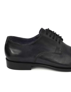 Brecos Stringata Derby Liscio Artigianale Pelle Blu