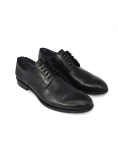 Brecos Stringata Derby Liscio Artigianale Pelle Blu